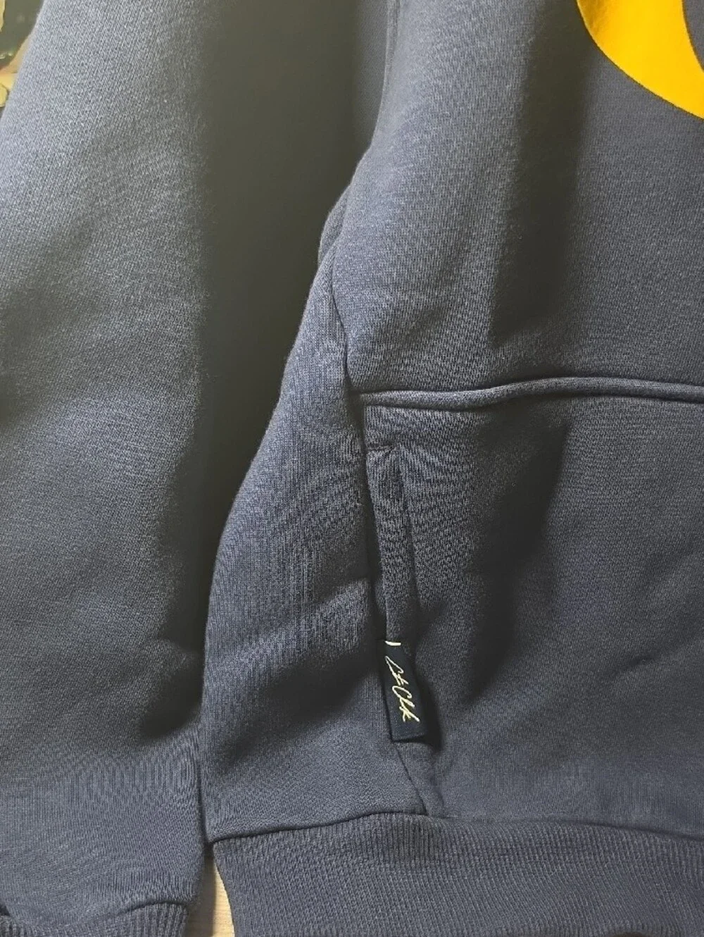 Kids Nike Navy Blue Crewneck Hoodie with Yellow Logo